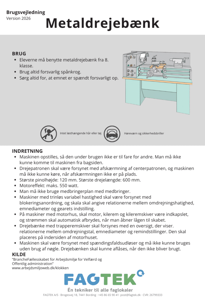 metaldrejebænk brugervejledning